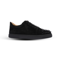 Christian Louboutin Vieira 2 Sneakers – Black Veau Velours with Glossy Spike Embellishments
