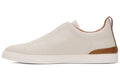 ZEGNA Off-White Deerskin Triple Stitch Sneakers