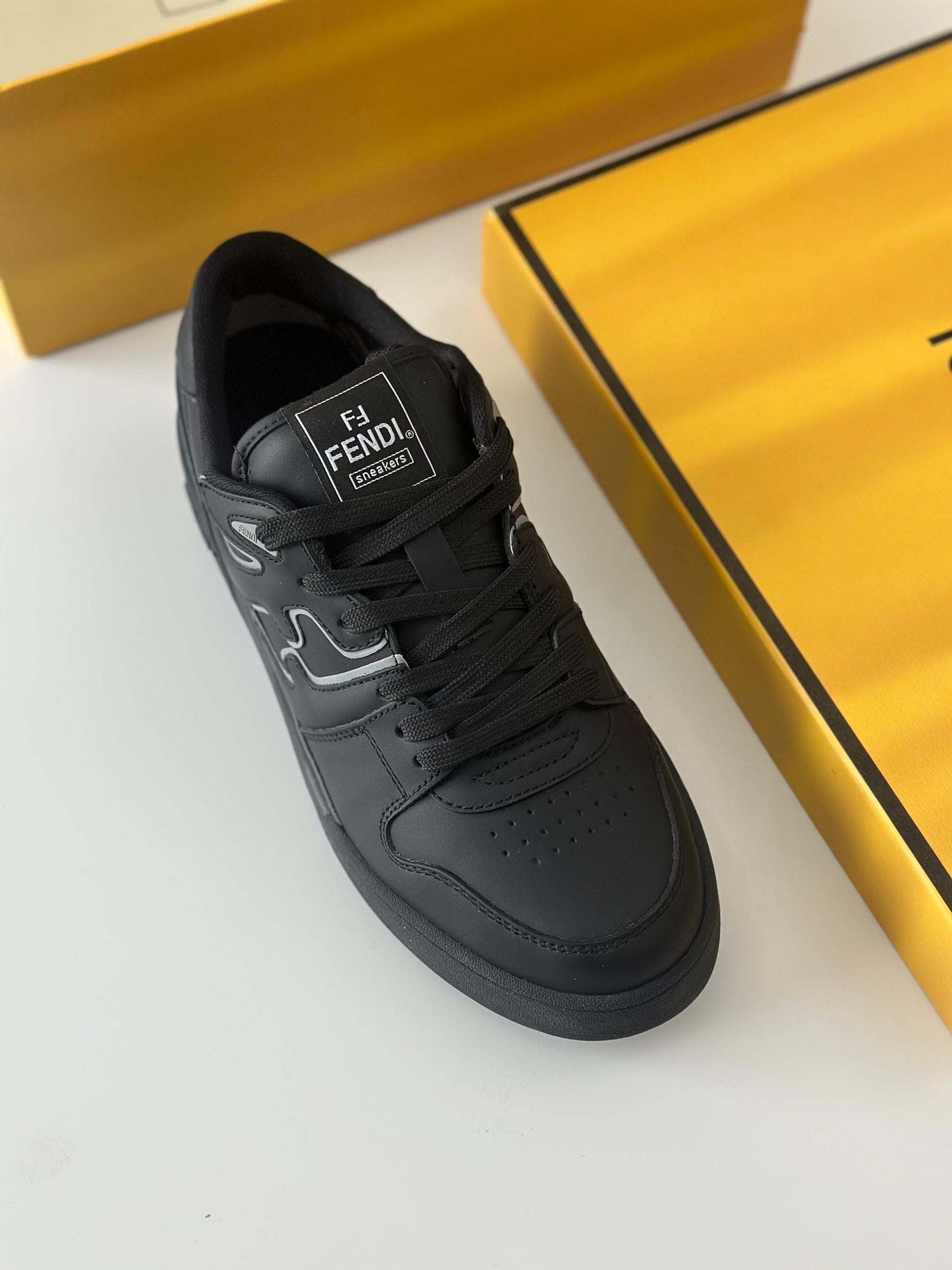 Fendi Match Leather Sneakers – Black & Grey (Men’s)