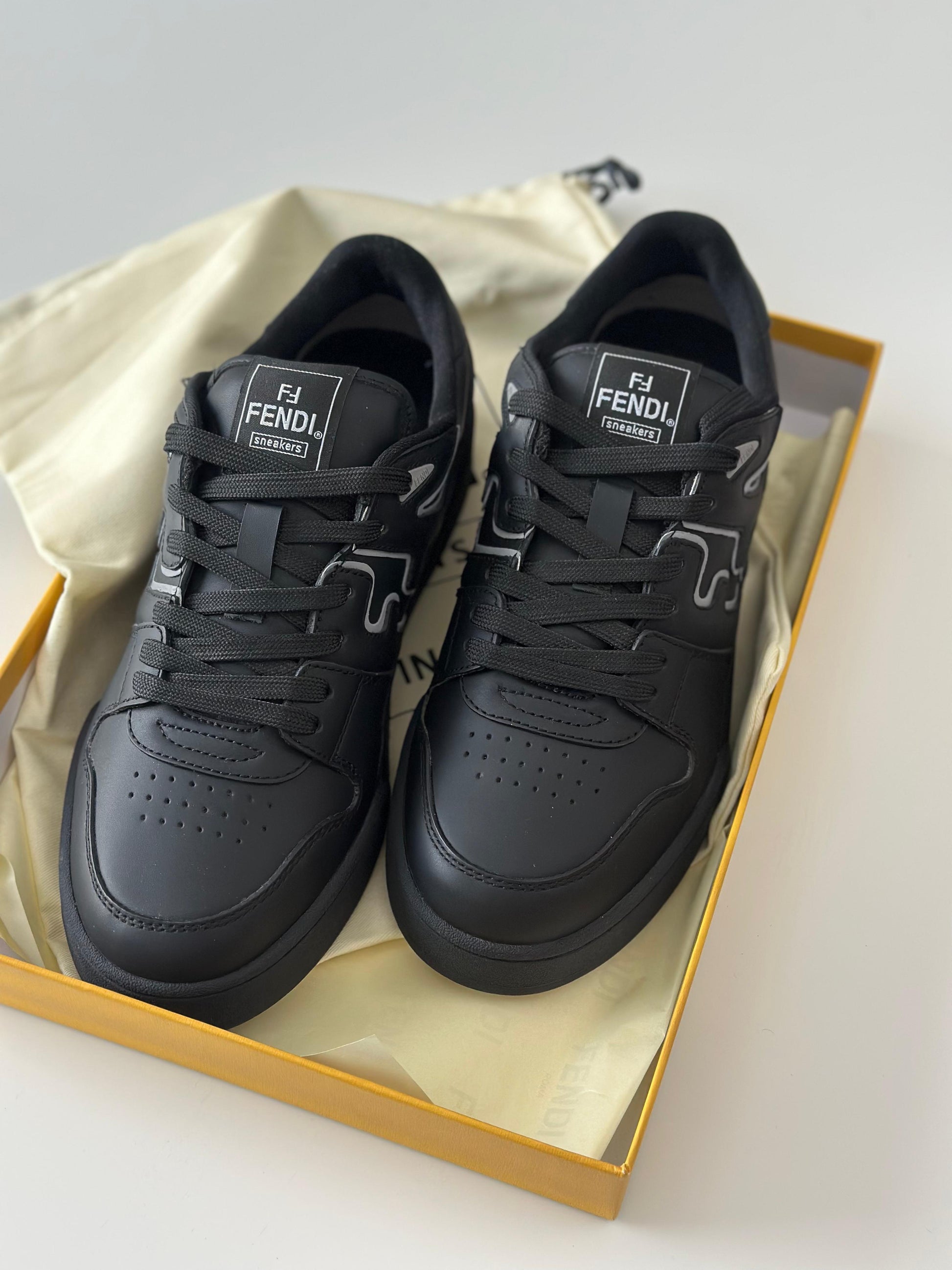 Fendi Match Leather Sneakers – Black & Grey (Men’s)