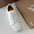 Christian Louboutin Louis Junior Spikes Sneakers – White Calf Leather with Toe Spikes