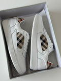 Burberry Check EKD Leather Sneakers – Optic White