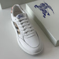 Burberry Check EKD Leather Sneakers – Optic White