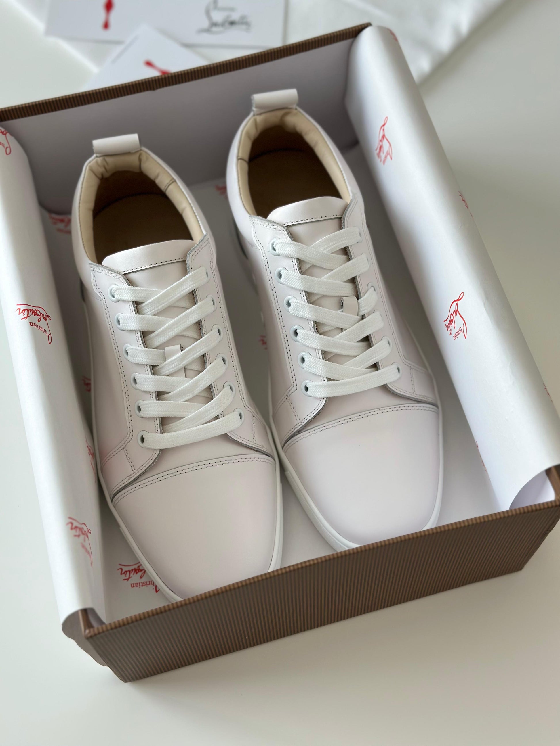 Christian Louboutin Low-Top Sneakers – Pure White Calf Leather