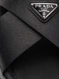 Prada suede crisscross slides black