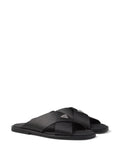 Prada suede crisscross slides black