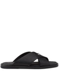 Prada suede crisscross slides black