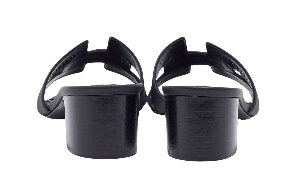 Hermès Leather Oasis Slide Sandals "Black"