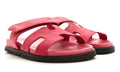 HERMES Suede Goatskin Womens Chypre Sandals Rose Aphrodite