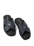 Prada suede crisscross slides baltic blue