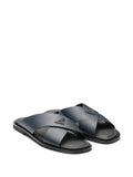 Prada suede crisscross slides baltic blue