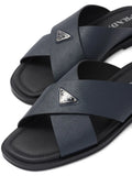 Prada suede crisscross slides baltic blue