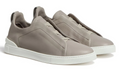 Zegna SECONDSKIN Triple Stitch leather sneakers Light Grey