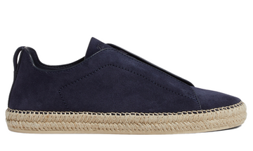 Zegna Suede Triple Stitch Espadrilles "Dark Blue"
