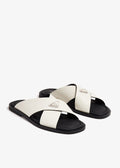 Prada suede crisscross slides White