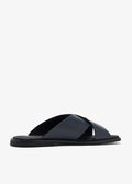 Prada suede crisscross slides baltic blue