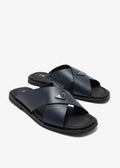 Prada suede crisscross slides baltic blue