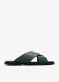 Prada suede crisscross slides emerlad green
