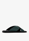 Prada suede crisscross slides emerlad green