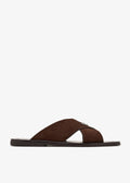 Prada suede crisscross slides dark brown