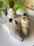 Fendi Men’s Sports Sneakers – Gray with Yellow Accents (Modern Luxury Design)