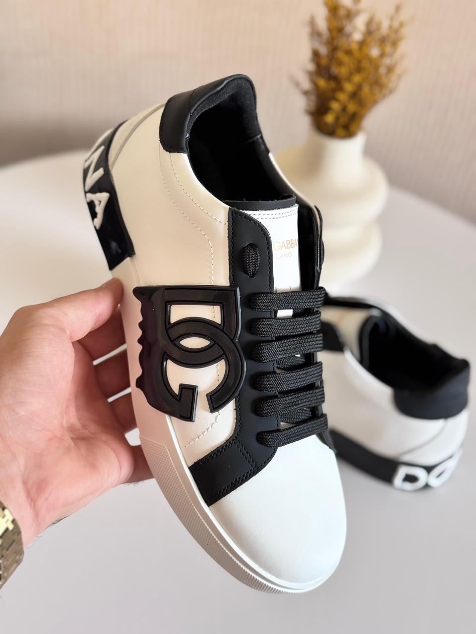 Dolce & Gabbana Portofino Light Strobel Sneakers – Multicolor Canvas & Calfskin (Men’s)