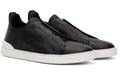 ZEGNA Black Leather Triple Stitch Sneakers