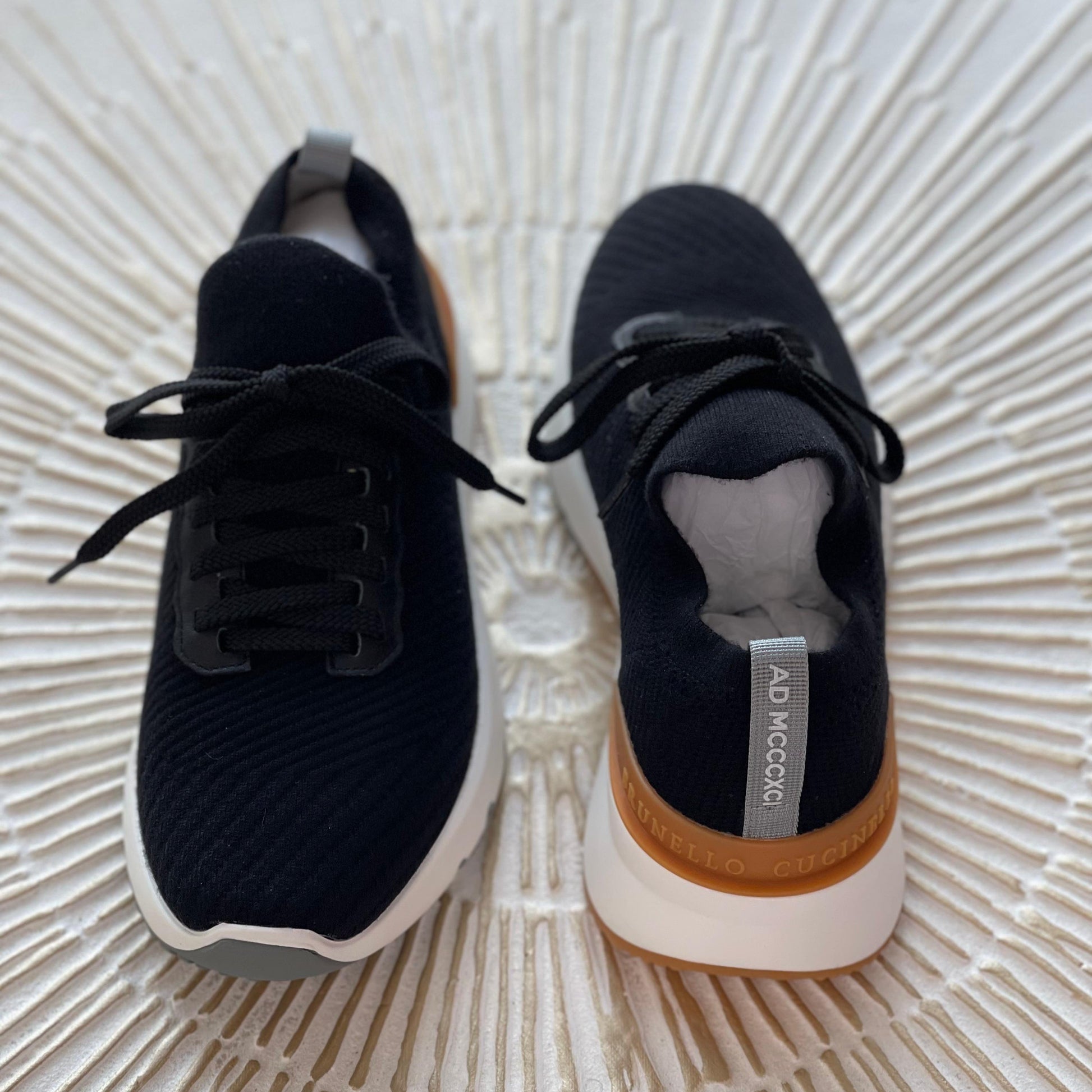 Brunello Cucinelli Men’s Black Knit Sneakers – Stretch Knit with Chunky Sole