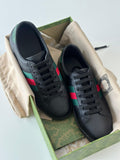 Gucci Black Leather Ace Web Low-Top Sneakers – Size 40 (The Luxury Closet)