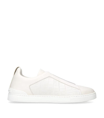 Zegna Crocodile Leather Triple Stitch Sneakers
