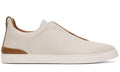 ZEGNA Off-White Deerskin Triple Stitch Sneakers