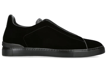 ZEGNA  Velvet Triple Stitch Sneakers "Black"