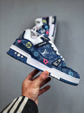 Louis Vuitton Trainer Blue Denim Embroidered