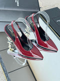 Saint Laurent Opyum Slingback Pumps Burgandy
