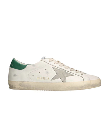 Golden Goose Super-Star Low-Top Sneakers – White Leather & Green Heel Tab (Men’s)