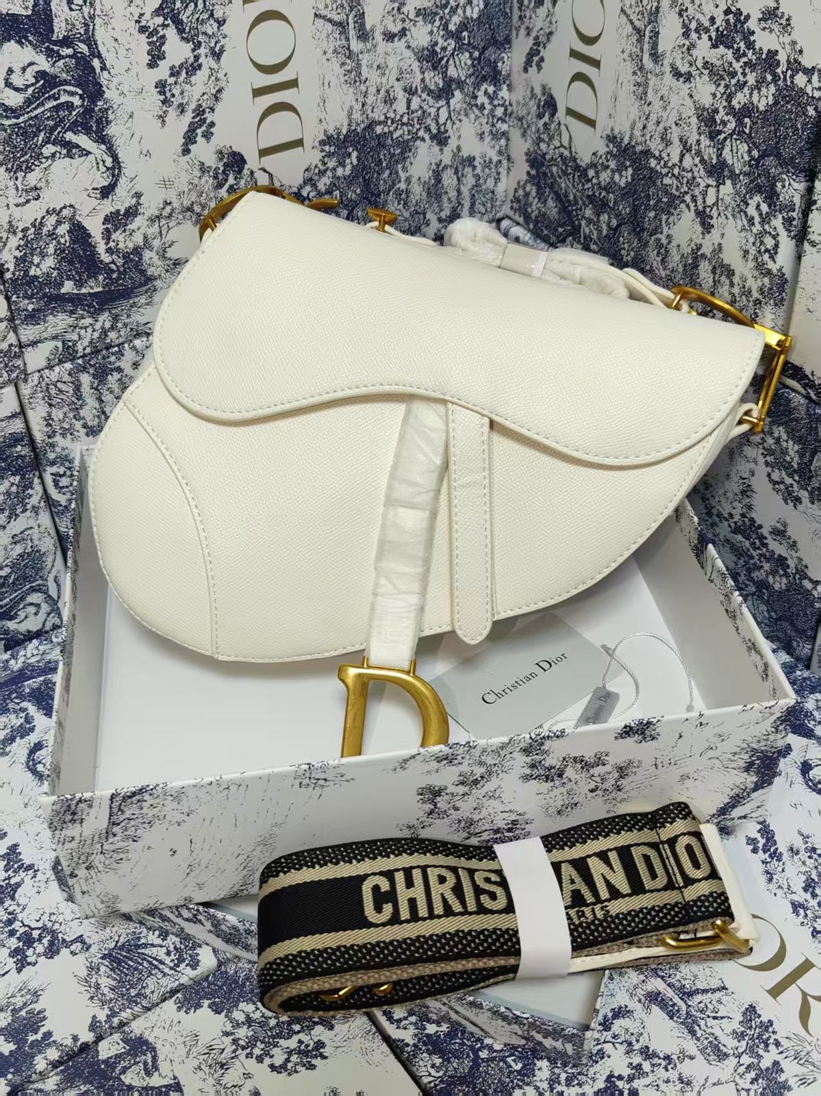 Dior Saddle Handbag White