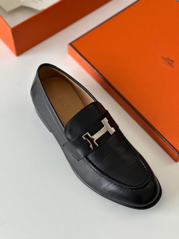 Hermès Black Leather Men's Loafers