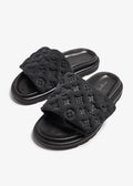 Louis Vuitton Black Monogram Nylon Velcro Flats Slides