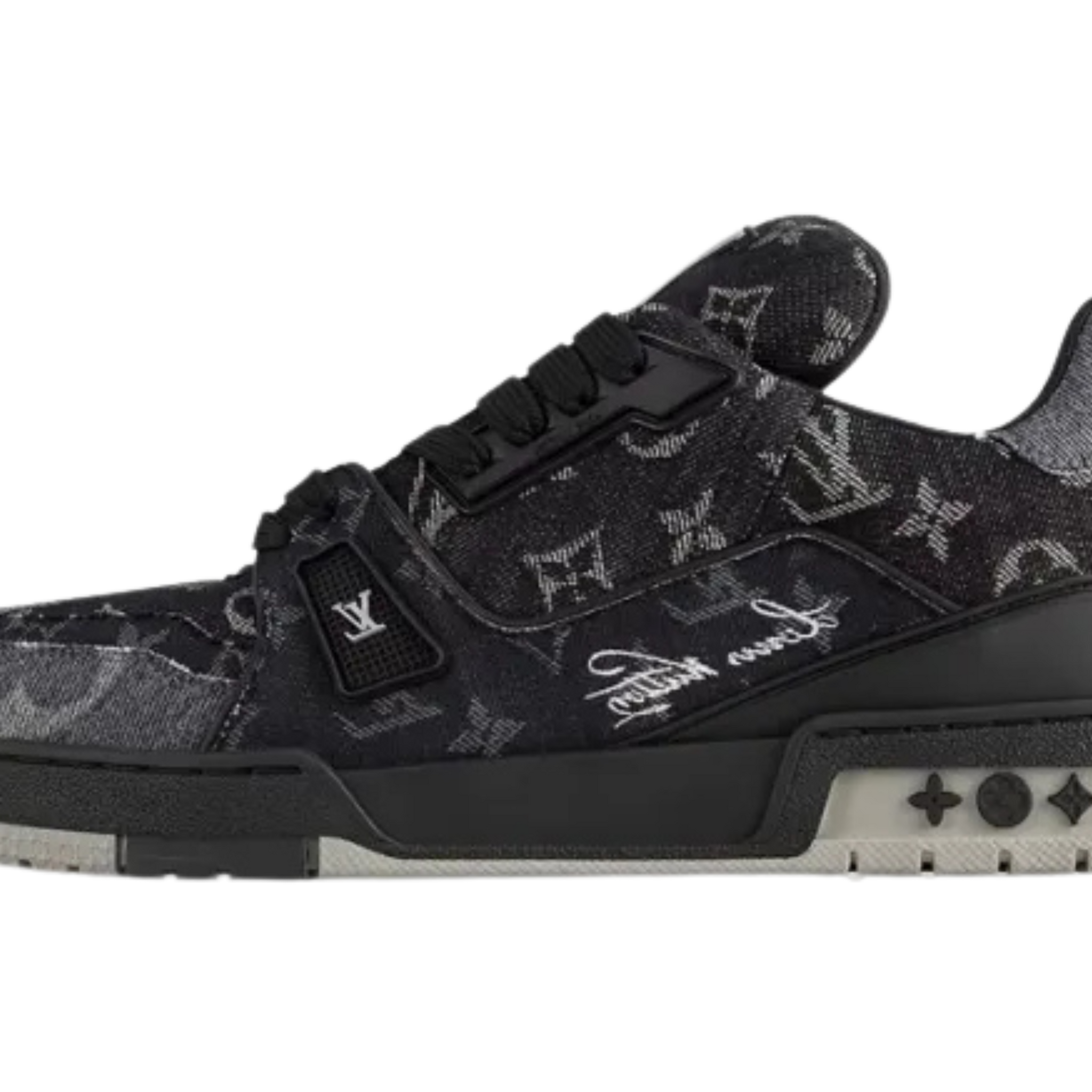 Louis Vuitton Trainer Black Grey Denim Monogram